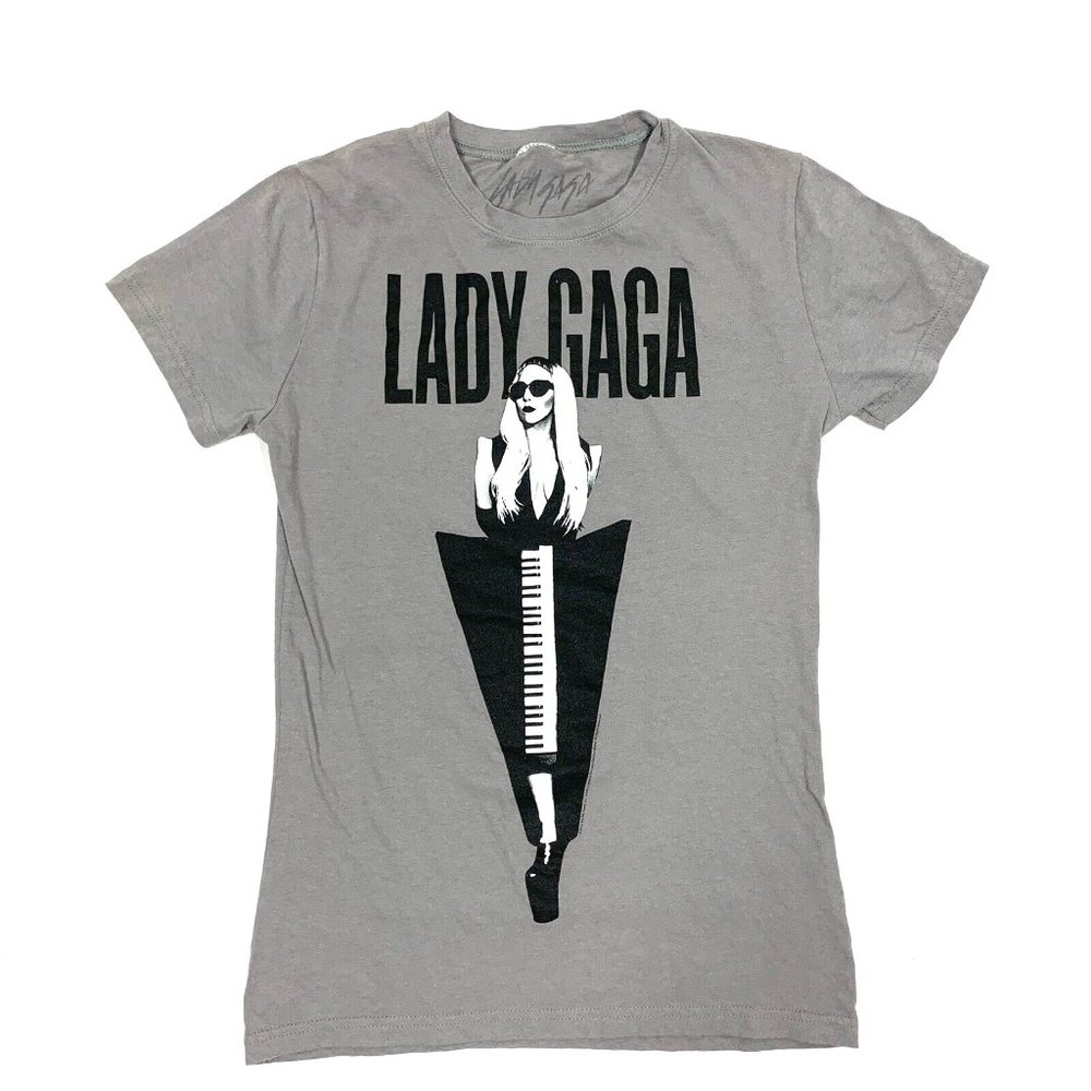 Official Lady Gaga 2012 Grey Graphic T-Shirt Girls Sz M